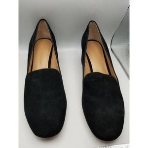 Banana Republic Chunky Heel Black Slip-On Loafers Heels Suede 6.5